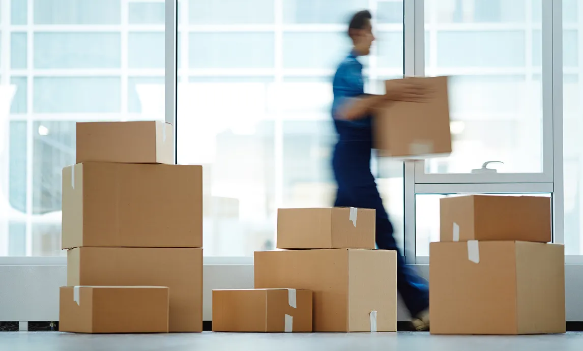 moving packed boxes from office