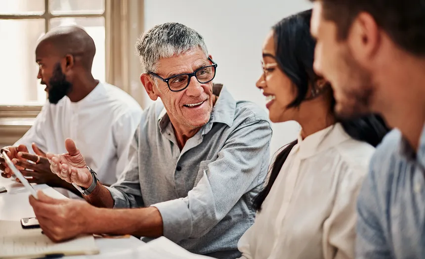 people meeting and discussing a topic