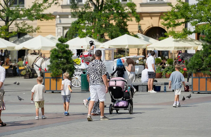 A family enjoying outside festivities